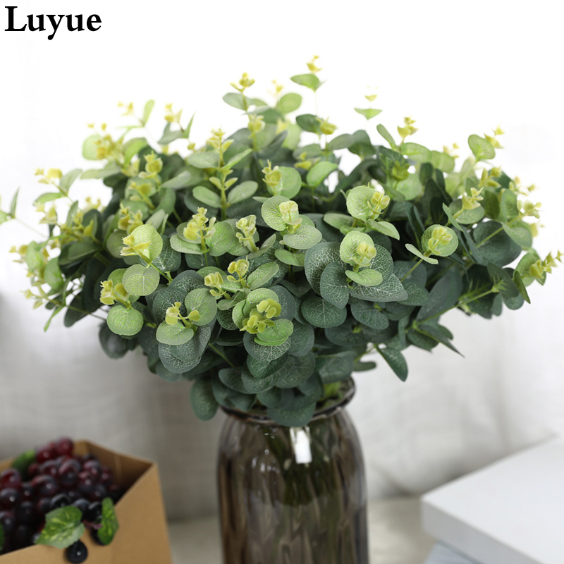 

49CM Green plant artificial parts Silk Plant Round Leaves Flower Arrangement Accessories Wedding Home Decoration, Olive