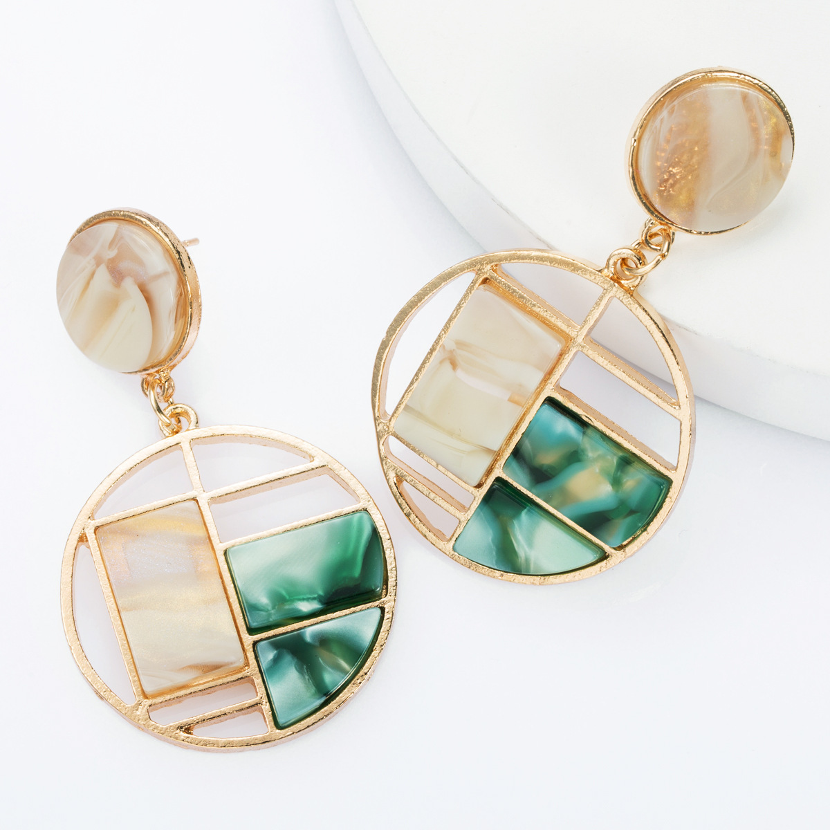 

earrings multi-layer round advanced design sense geometric cutting acetate board pattern earrings female earrings