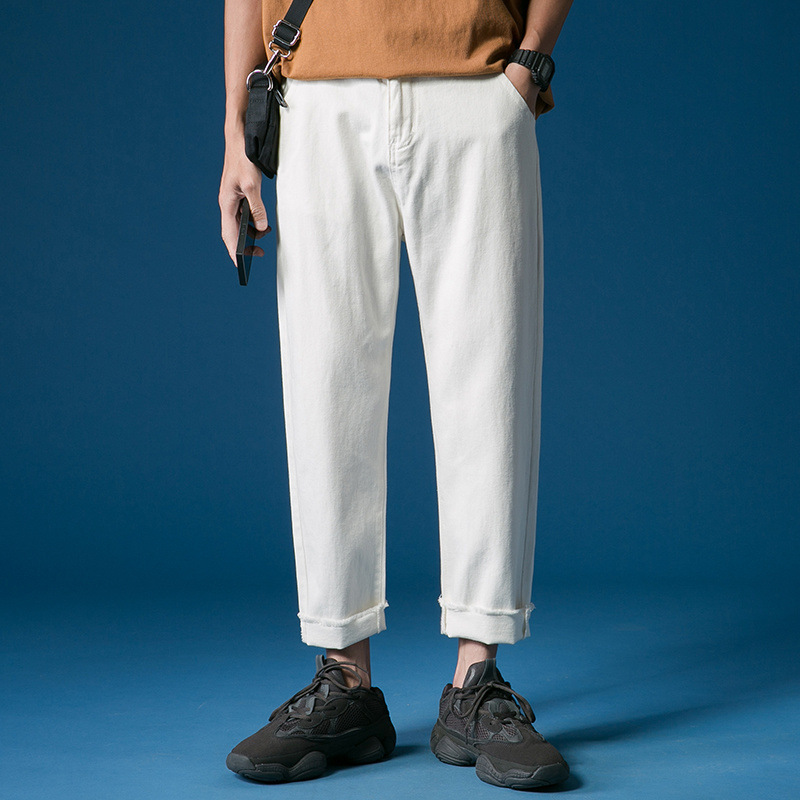 

2020 Summer Trend Hong Kong Style Retro Men's Jeans Korean Version Loose Trend Straight All-match Tide Brand Pants, Blue