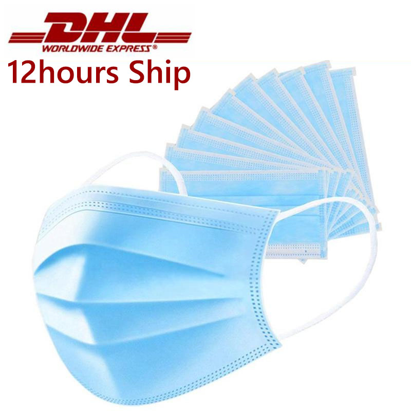 

12hours Ship! Disposable Face Mask Disposable 3 Layers Dustproof Masks Facial Protective Cover Masks Set Anti-Dust Mask Free Fast Ship