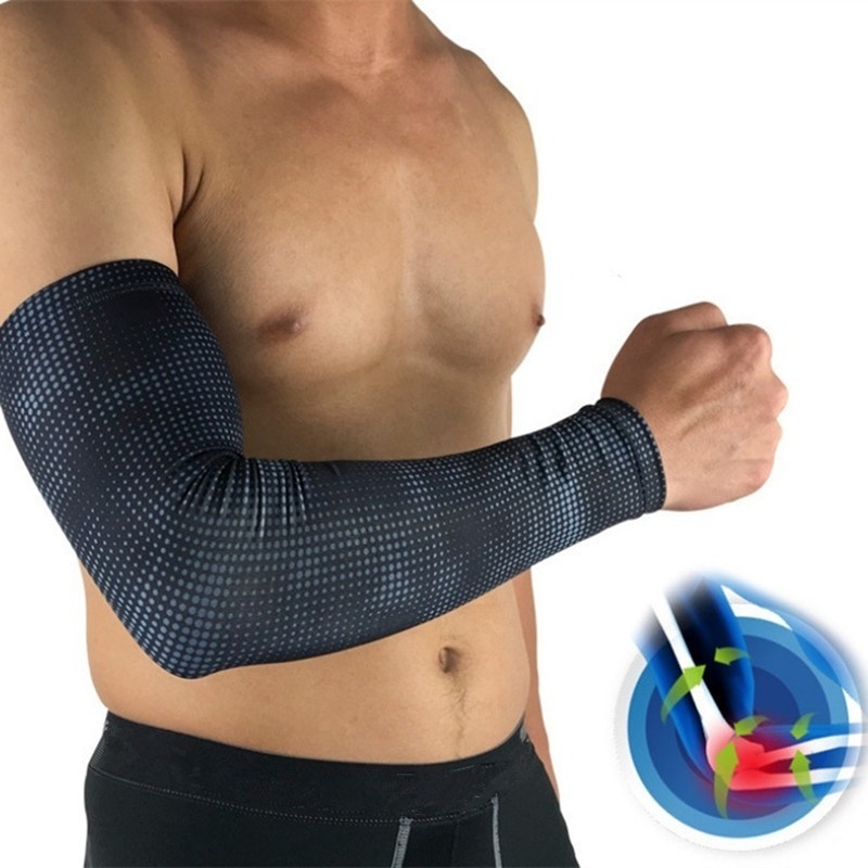 

1pc Basketball Volleyball Bicycle Support Protector Safety Elbow Pad Long Arm Sleeve UV Protective Cover Cycling Arm Warmers, Red