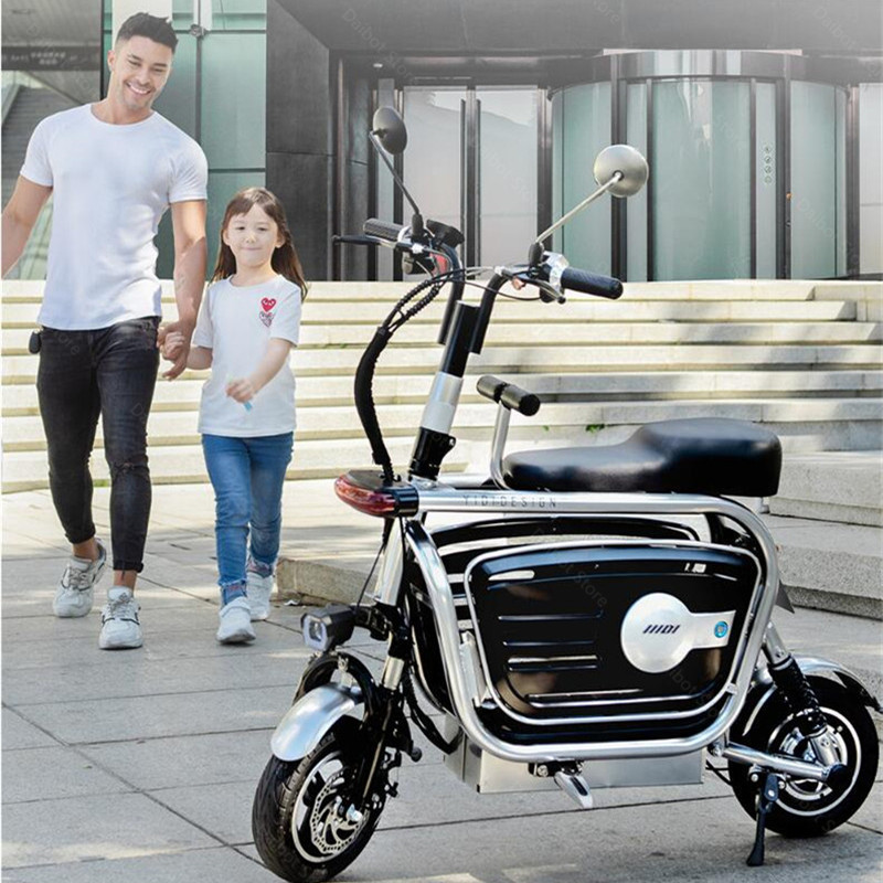 Electric Folding Bicycle Two Wheels Electric Bicycles Electric Scooter For GirlsLadies With SeatPet Basket 48V 80KM 40KMH (17)