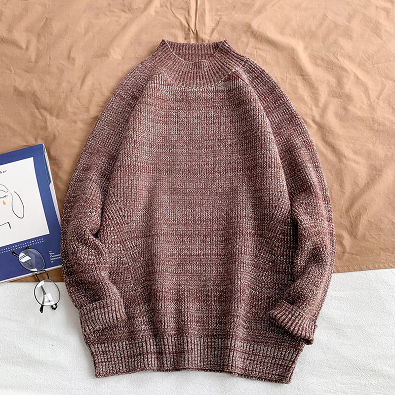 

Men's Turtleneck Half Cotton Pullover Autumn Winter Soft Warm Comfortable Solid Long Sleeve Clothes Knitted Casual Male Sweater, Green