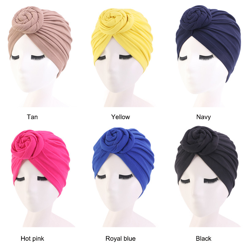 

Donut Turban Caps for Women Chemo Hat Islamic Cotton Headscarf Hat Female Headband Turbans Muslim Cap Chemotherapy Cap