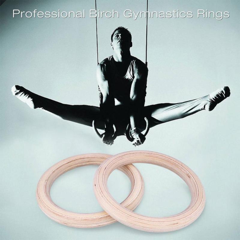 

25mm Professional Wood Gymnastic Rings Gym Rings with Adjustable Long Buckles Straps Workout For Home Gym & Cross Fitness