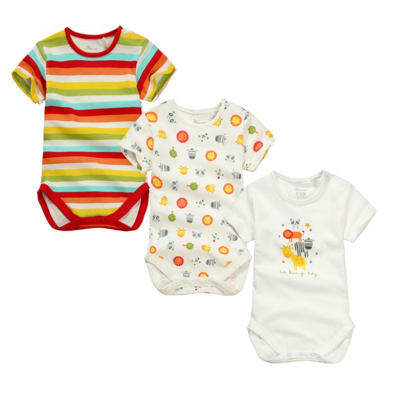 

3pieces/lot Baby Boys Girls short sleeve Rompers 2020 Newborn Baby's Clothes Kids Costume Jumpsuit&Rompers KF154, Zoo