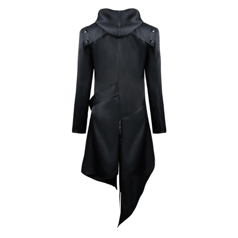 

Men Gothic Long Sleeve Hooded Jacket for Halloween Cosplay Vintage Halloween Costume, Black