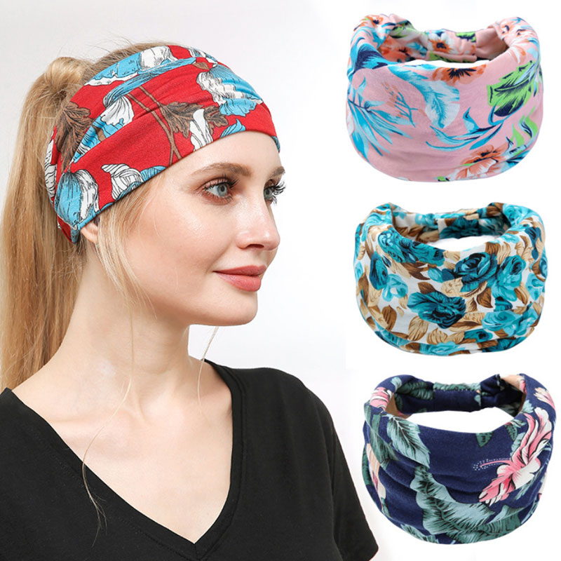 

Women Girl Wide Sports Yoga Turban Knot Headwrap Twisted Cross Hairband Stretch Solid Head Band Fashion Hair Accessories