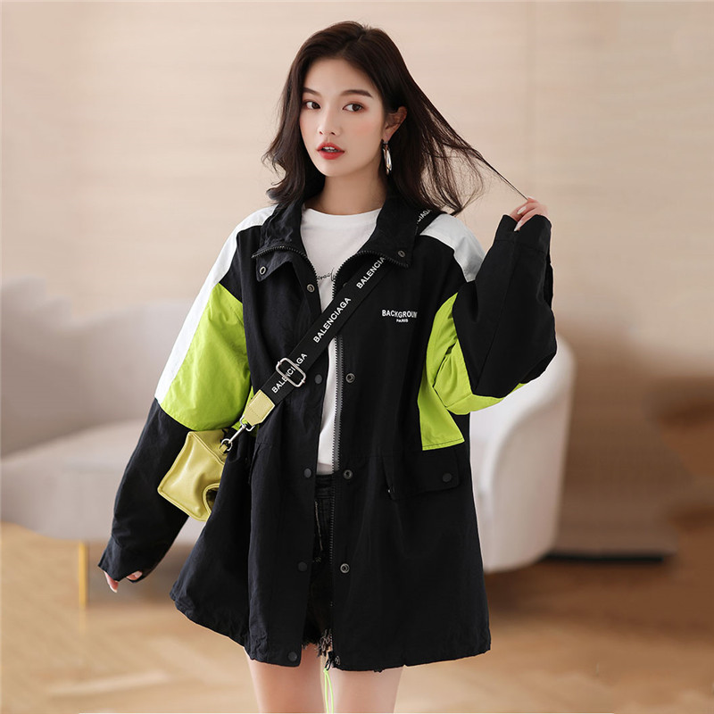 

Spring Summer Contrast color Short Coat 2020 New Women' Long Sleeves Harajuku style Jackets Outerwear B468, Black
