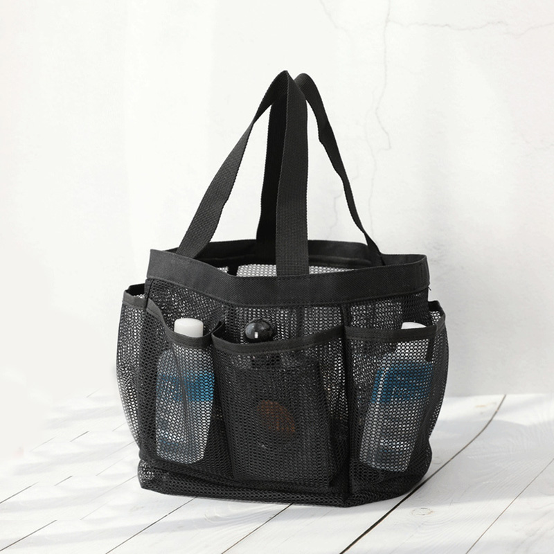 

Portable Quick Dry Shower Tote Bag Hanging Toiletry Mesh Bag with 9 Pocket Bathrooms Organizer For Dorm/Gym/Camp/Travel, Grey