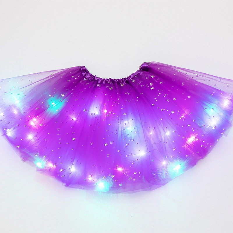 

LED Glowing Light Kids Girls Princess Tutu skirts Children Cloth Wedding Party Dancing miniskirt Costume cosplay led clothing, White