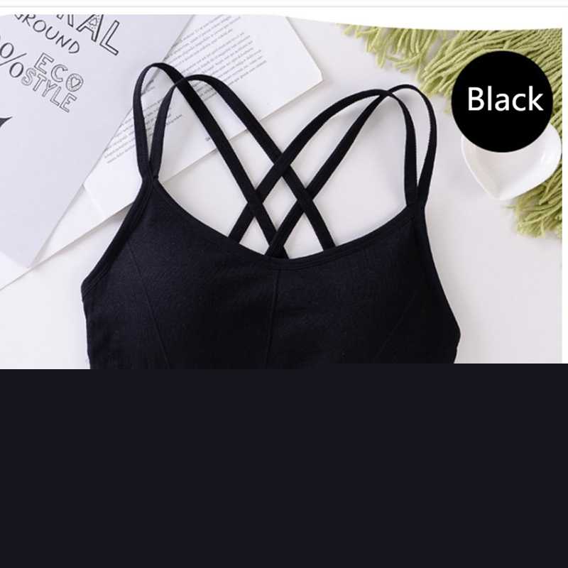 

Beauty Back Sports Bra Women Padded Sports Top Vest Tops -Proof Gathering High-Intensity Yoga Bra Cotton Underwear Fitness, Black