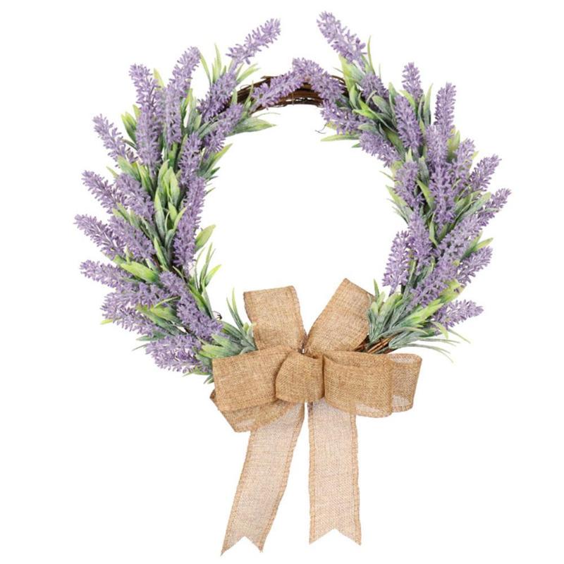 

Simulation Lavender Wreath Flocking Garland Hotel Wedding Home Wall Hanging Door Decoration