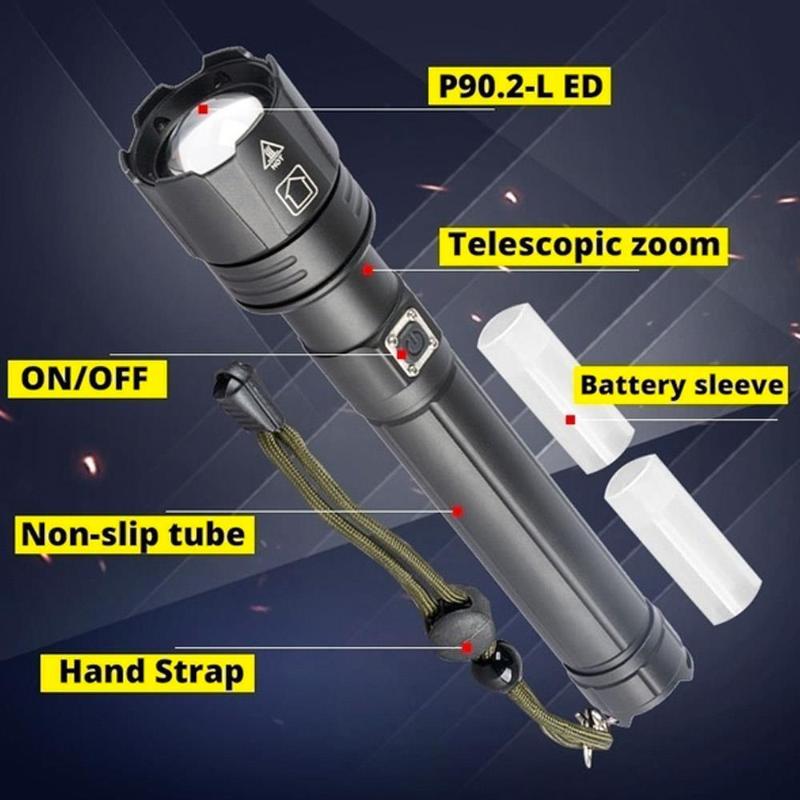 

Zoom 18650 Camping Powerful Black SuperBright Cycling Torch Durable LED Climbing