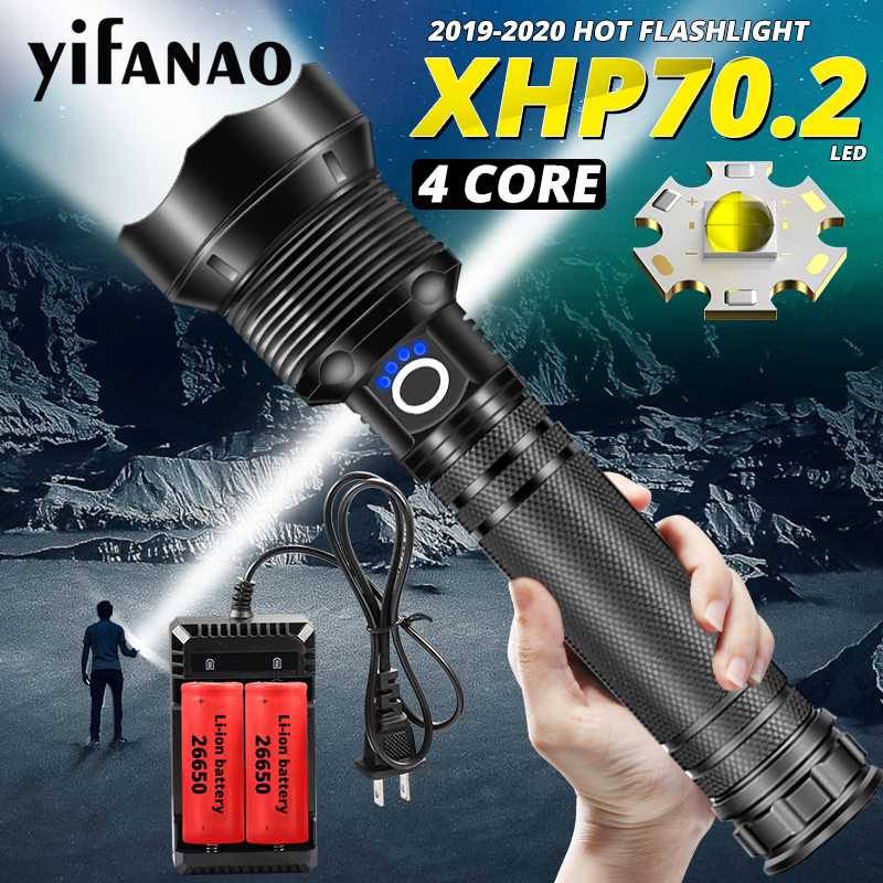 

2020 NEW Ultra Powerful LED XHP70.2 Xlamp XHP50 Bright USB Zoom Torch 18650 26650 Rechargeable Hunting Lamp Lantern