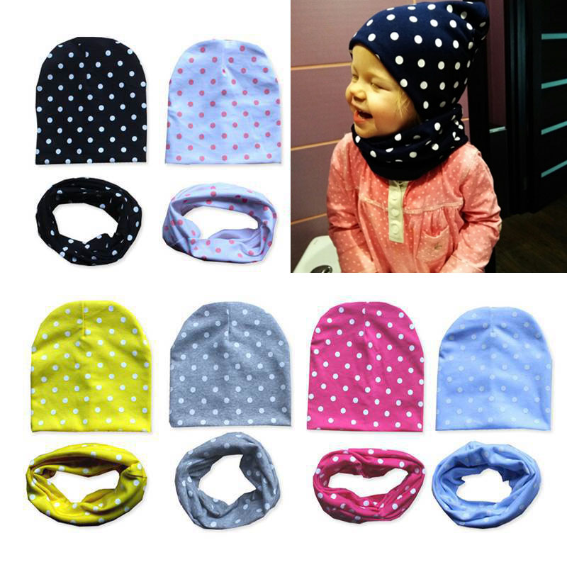 

2 Pcs/set Baby Hat Scarf Set Winter Autumn New Cute Dot Heart Baby Boy Girl Hat Cotton Bonnet Beanie For Kids Children Cap, Heart rose