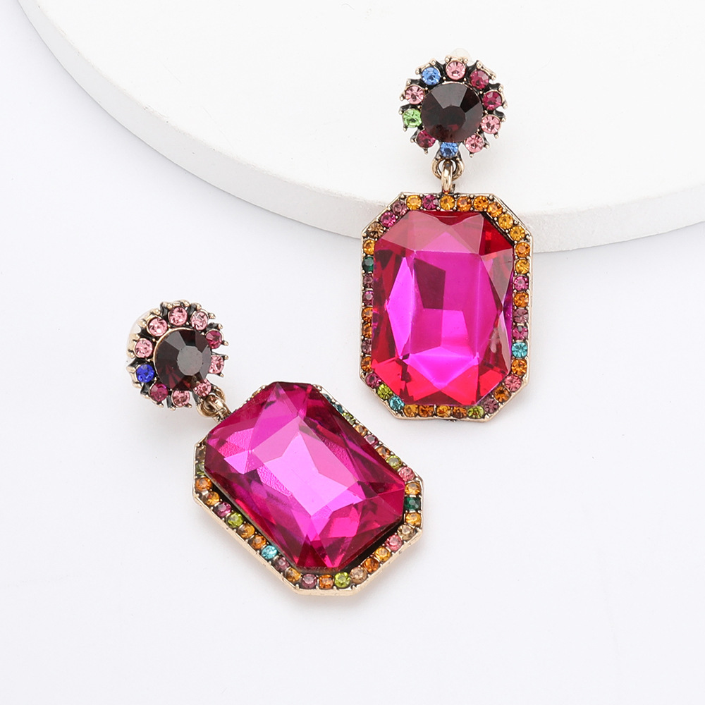 

earrings New exaggerated alloy Diamond rhinestone glass diamond earrings female geometric earrings