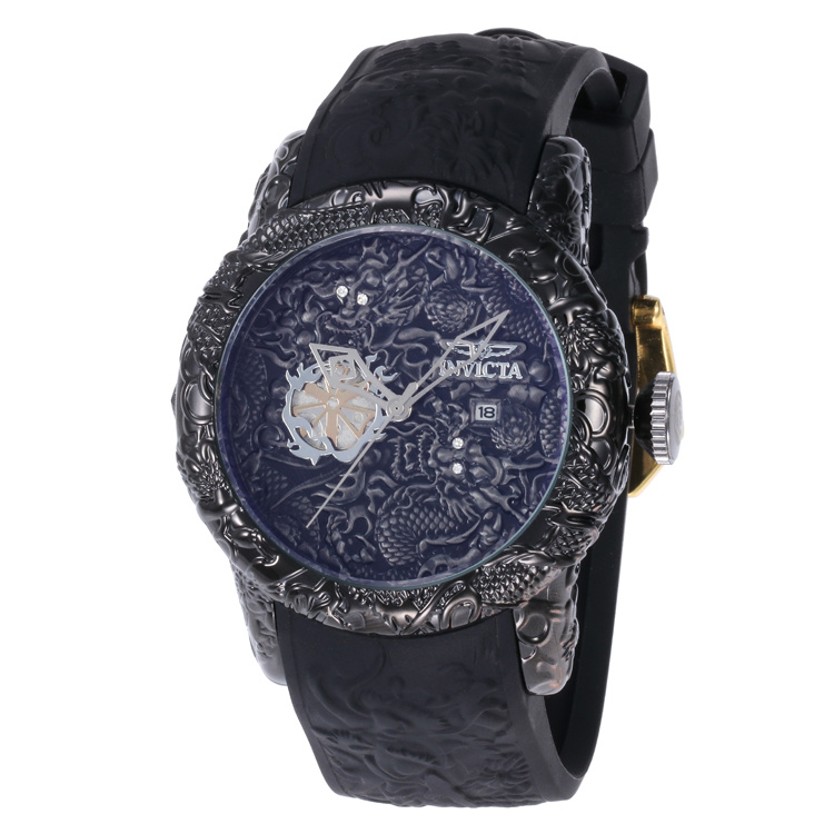 

Hot sale invicta sports casual diamond calendar quartz men's watch royal oak dragon totem personality dial PU belt, Slivery;brown