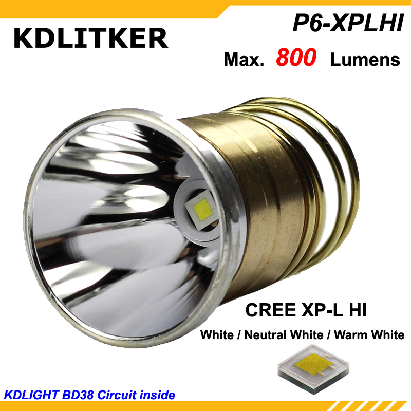 

KDLITKER P6-XPLHI Cree XP-L HI White 6500K/ Neutral White 4500K/ Warm 3000K 800 Lumens 3V-9V LED P60 Drop-in (Dia 26.5mm
