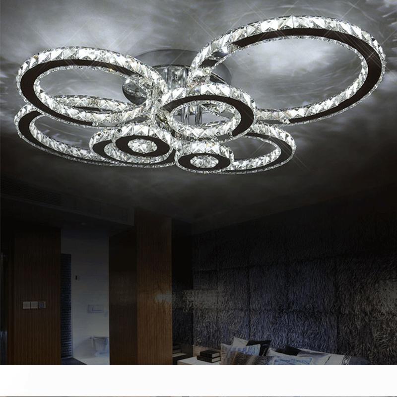 

Modern led crystal chandelier light Round Circle Flush Mounted ceiling Chandeliers lamp living room Lustres for Bedroom Dining room
