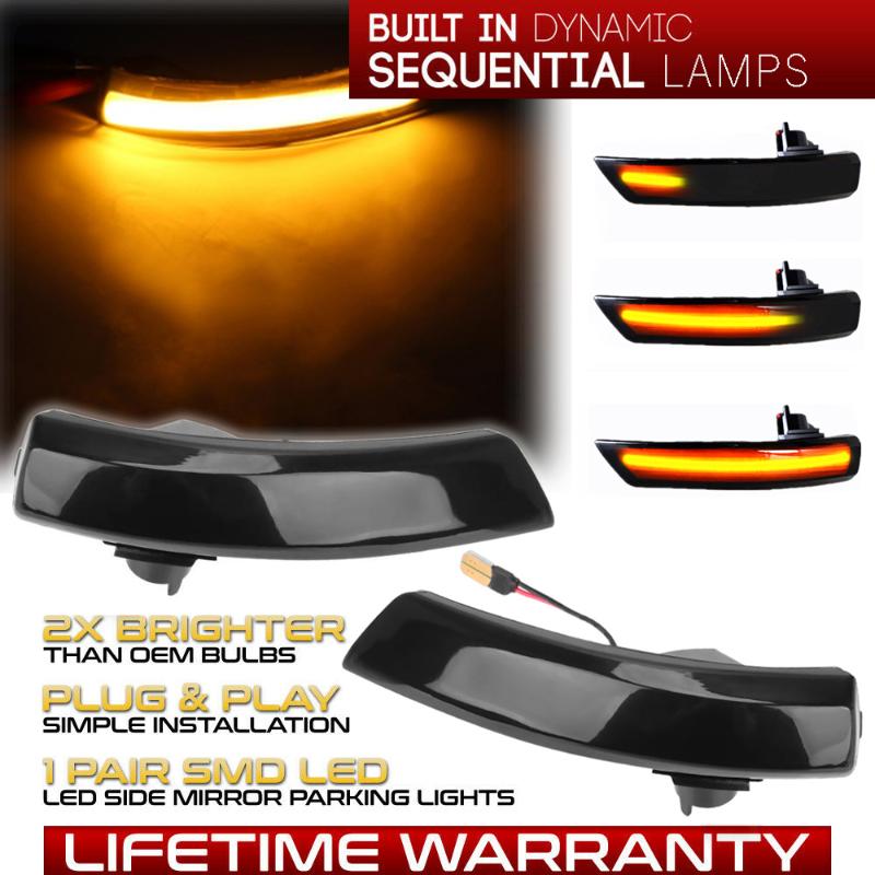 

2Pcs Dynamic LED Turn Signal Lights Rearview Mirror Indicator Blinker For Focus 2 2 3 3 Mondeo 4, As pic