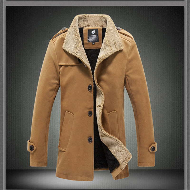 

2020 Autumn and Winter New Slim and Velvet Men's Coat Korean Men's Windbreaker Lamb Wool Woolen Coat Men Clothing, Black