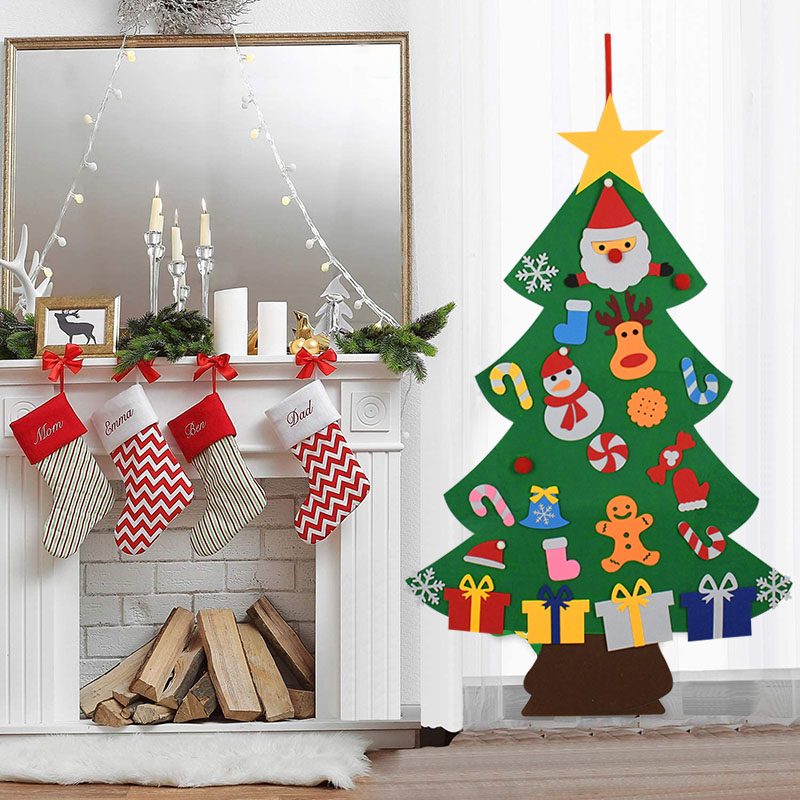 

New Year Christmas Decoration DIY Felt Xmas Tree 2020 Christmas Kids Gift Door Wall Hanging Ornament for Home Navidad