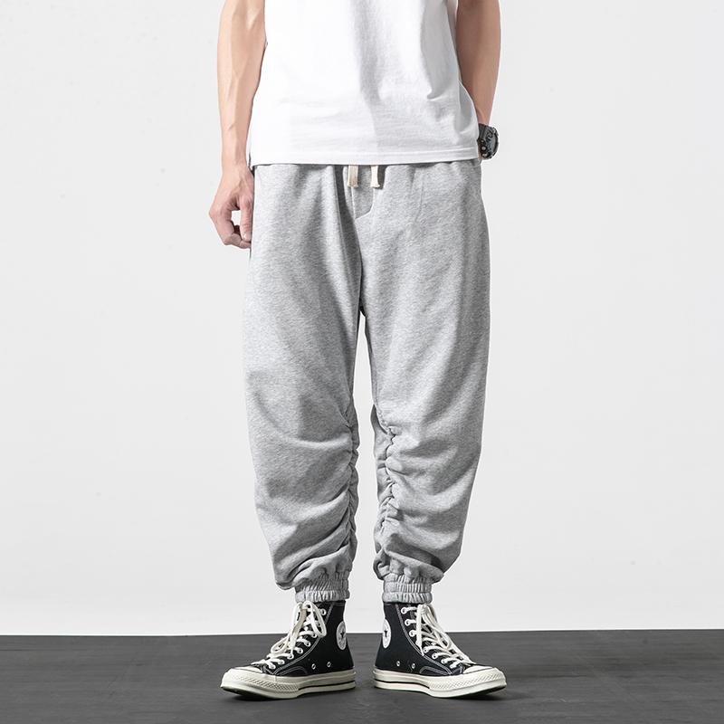 

Aleirmires Men Harem Pants Narrowed Leg Casual Jogger Pants Elastic Waist Hip Hop Dancing Solid Color Sweatpants Gray, Light blue