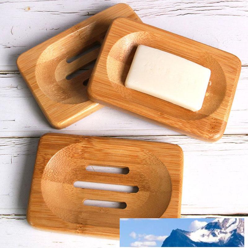 

Natural Bamboo Wood Soap Dish Storage Holder Bathroom Round Drain Soap Box Rectangular Square Eco-Friendly Wooden Soap Tray Holder BH2287 ZX, As picture show