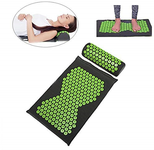 

Acupressure Massage SET Spiky Massage Pad+Pillow Yoga Mat Cushion (appro.67*42cm) Back Neck Stress Relief Therapy, Brown