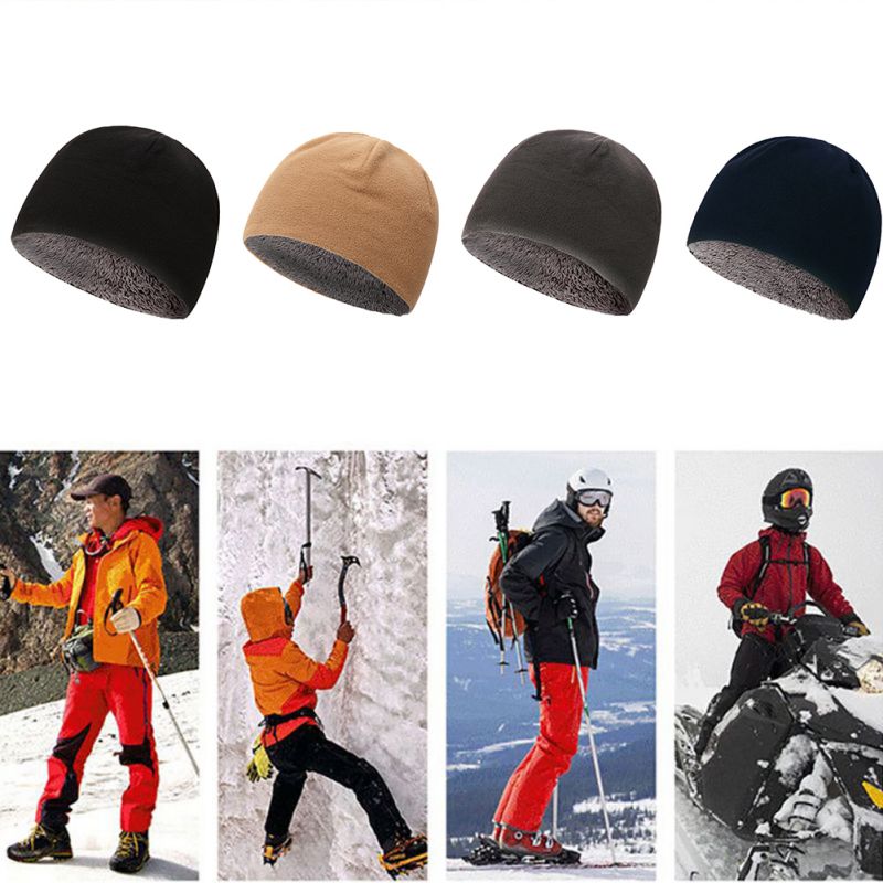 

Unisex Winter Solid Color Soft Warm Watch Cap Polar Fleece Thickened Army Beanie Hat Outdoor Windproof Accessories