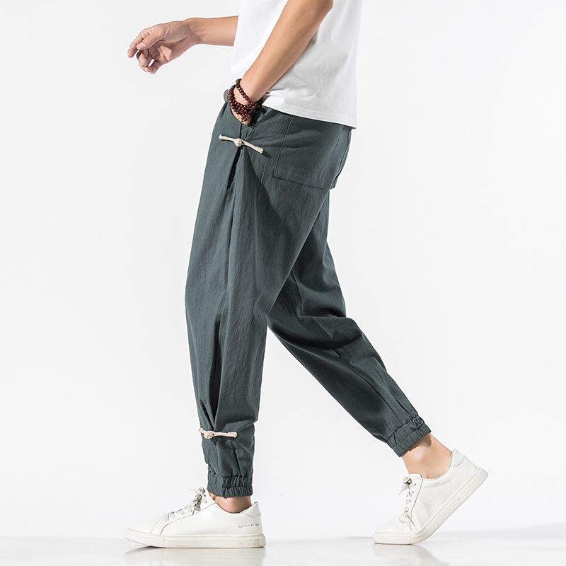 

Streetwear Men Casual Joggers Pants Trousers 2020 New Autumn Mens Pants Male Chinese Style Cotton Linen Clothing Harem 5XL, Red
