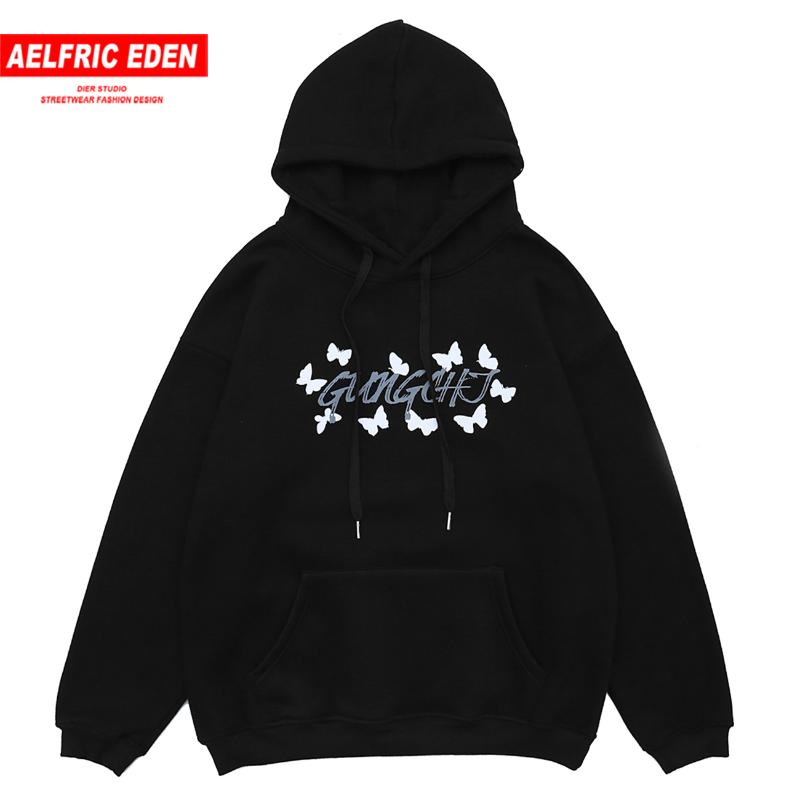 

Aelfric Eden Reflective Butterfly Harajuku Hoodie Swatshirts Fleece Hip Hop Streetwear Hoodie Casual Cotton Pullover Sweatshirts, Black
