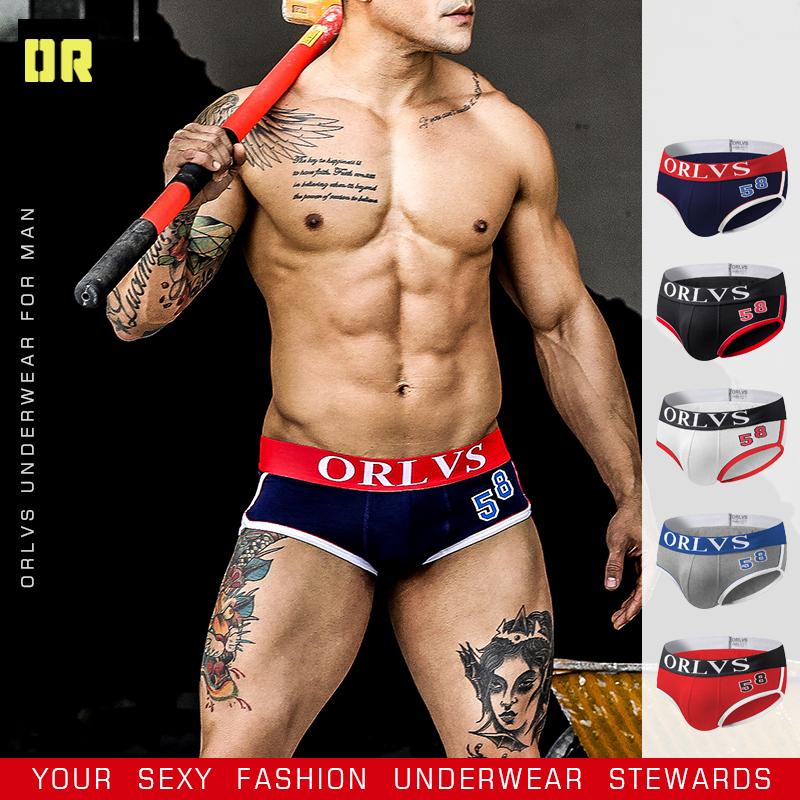 

ORLVS Men Underwear Briefs Sexy Underpants Cotton Comfortable Mens Briefs Underwear Shorts Breathable Cueca Gay Male Panties, Black