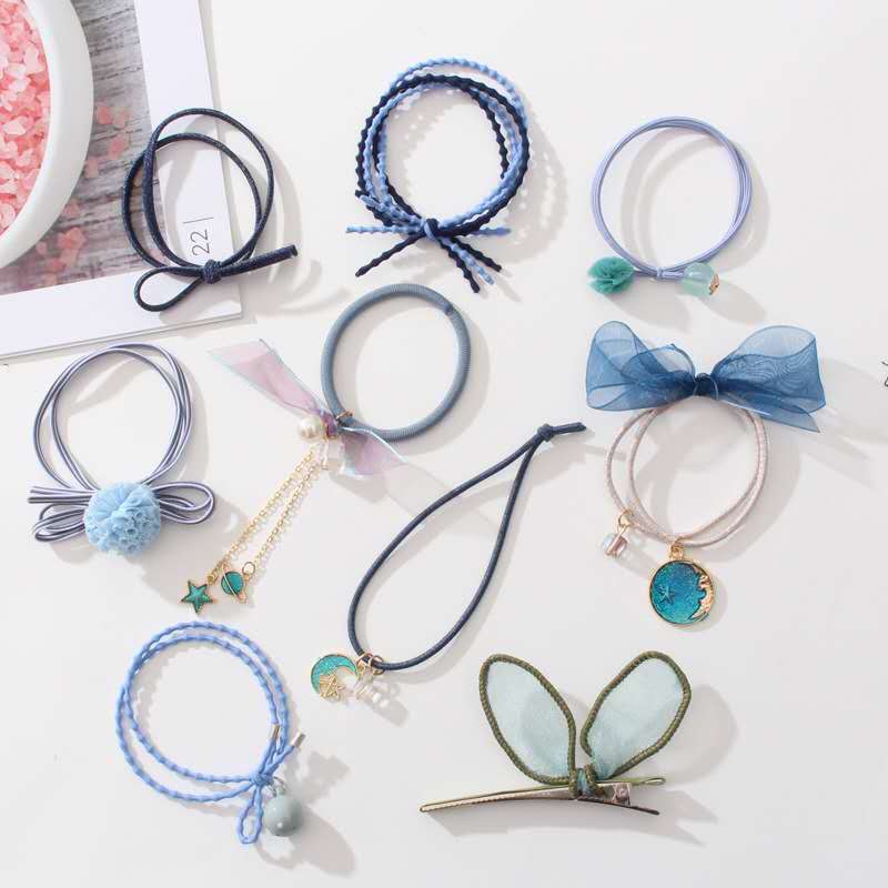 

9 Pieces / Set New Ladies Girl Set Hair Clip Elastic Hair Band Headband Ponytail Rope Children Accessories Gift, Box