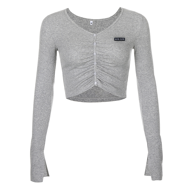 

Jazz Costumes Adults Women Nightclub Rave Clothes Sexy Long Sleeve V Neck Reflective Wrap Tops Hip Hop Dancer Outfit DT2482, Gray