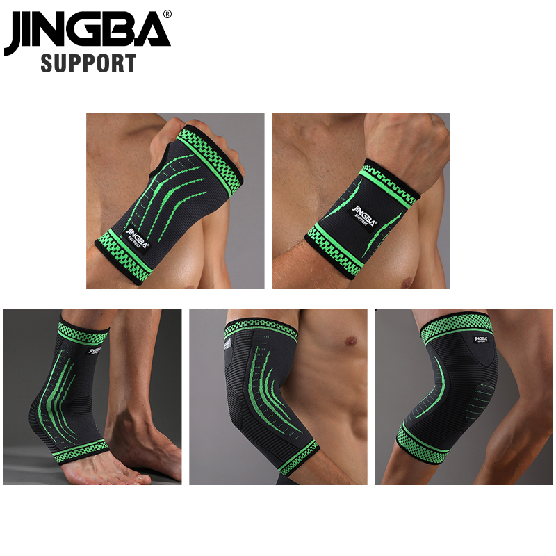 

JINGBA SUPPORT 1PCS Nylon Sports protective gear knee protector+wristband Support+ankle support+Elbow pads+hand guards+basketbal, Green wrist support