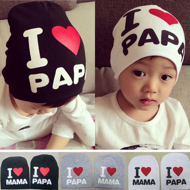 

Baby Hats Newborn Boys Hats 2020 Cotton Kids Beanie Photography Props Baby Costumes Knitted I LOVE MOM/DAD Caps Boy DS39