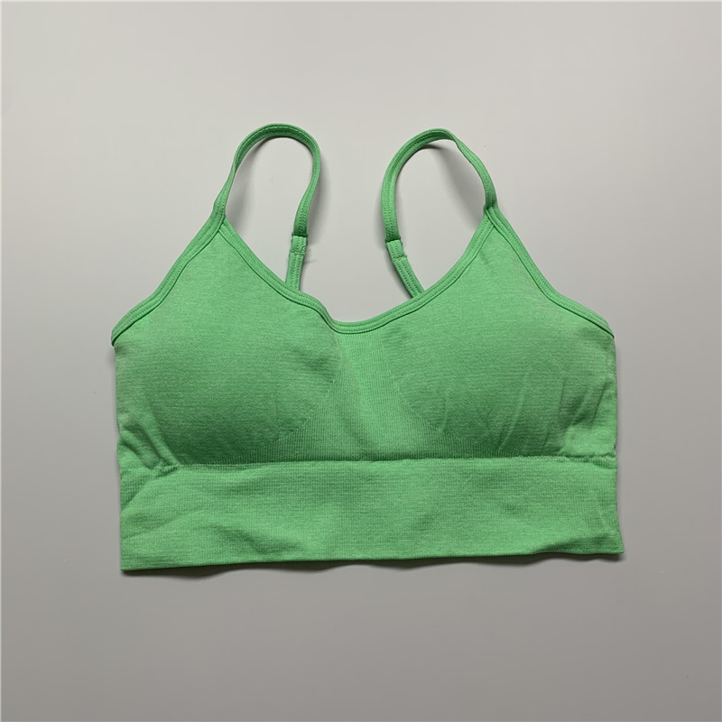 

Sports Bra High Stretch Breathable Top Fitness Women Padded for Running Gym Seamless Crop Bra Solid Adjustable Strap Yoga, Green bra