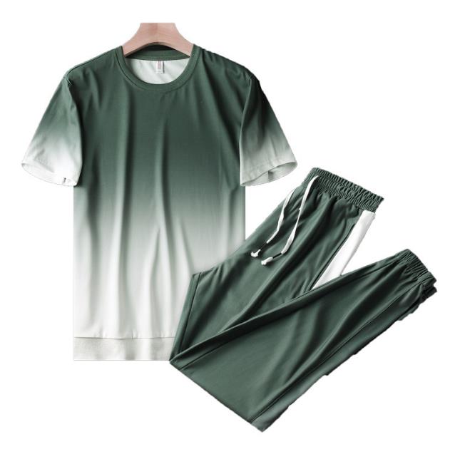 

Men Sports Suits Tracksuits 2020 New Trendy Handsome Two Pieces Suits Fashion Mens Sportwear Casual Tshirts + Pants Active Clothing Sets, Navy