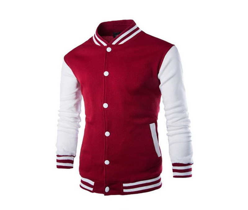 

Men Baseball Jacket Fashion Cardigan Wine Red Mens Slim Fit College Varsity Jacket Casual Men Stylish Outerwear
