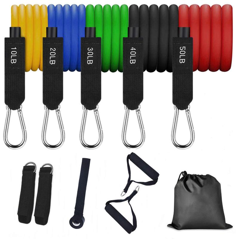 

150 Lbs Chest Muscle Training 11-Piece Set Pulling Rope TPE Tension Band Elastic String Resistance Tube 100 Lbs Set