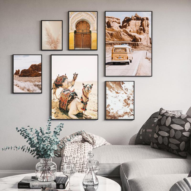 

Desert Animal Camel Canvas Prints and Posters Boho California Wall Art Painting Pictures Moroccan Dubai Door Modern Home Decor