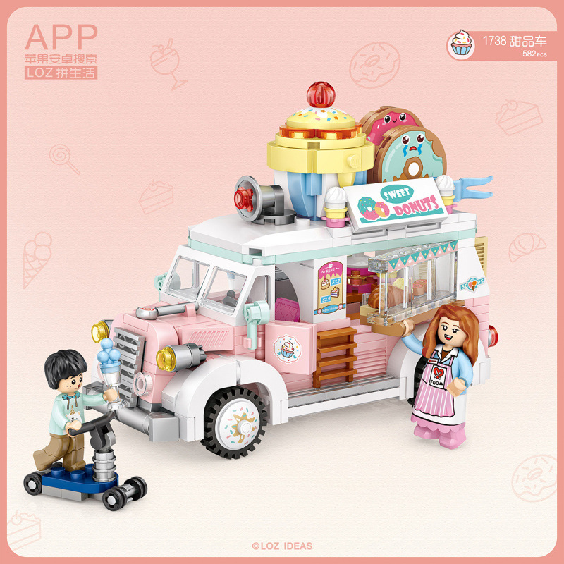 

LOZ Mini Dessert Car, Fruit Tricycle, Building Blocks Model, Mini DIY Assembly Educational Toy, Ornament, Christmas Kid Gift, 1738 1738, 2-1