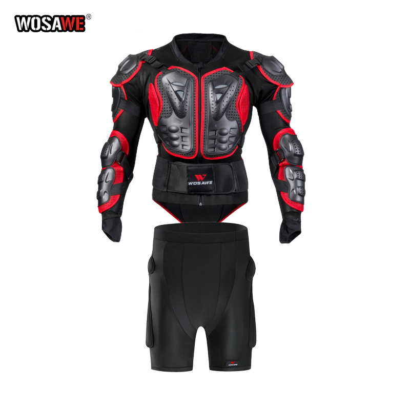 

WOSAWE Motorcycle Armor Jacket Men Full Motorcycle Body Armor Motocross Racing and Shorts Hip protector Protective Gear