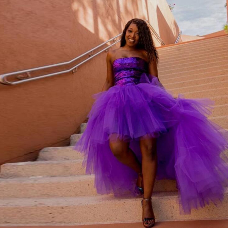 

High Low Tulle Skirt Purple Puffy Asymmetrical Tutu Party Skirt Layered Women Long Adult for Prom Custom Made, Beige