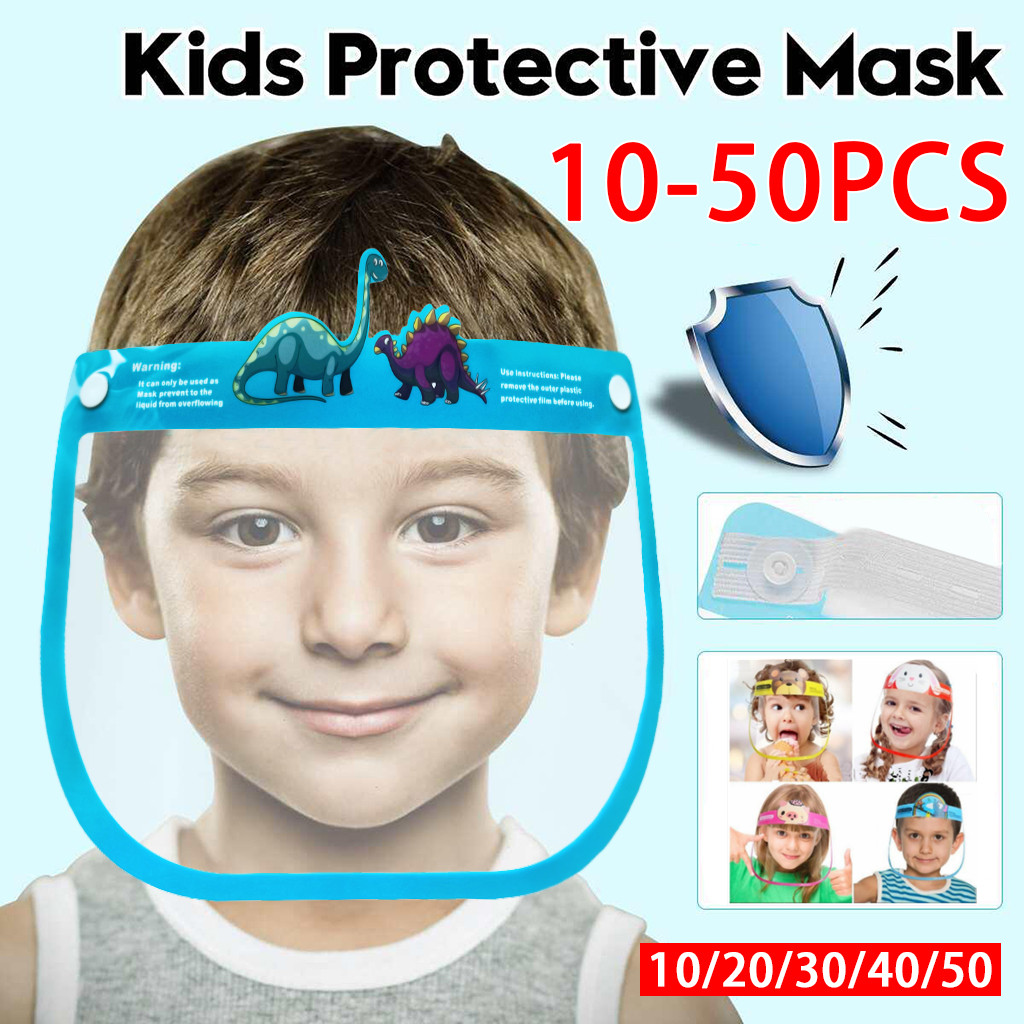 

US Shipping 4 Pattern/Set PET Elastic Bands Kids Protective Mask Children Animal Face Shield Cover Anti-Fog Anti-UV Face Mask For Boys Girls