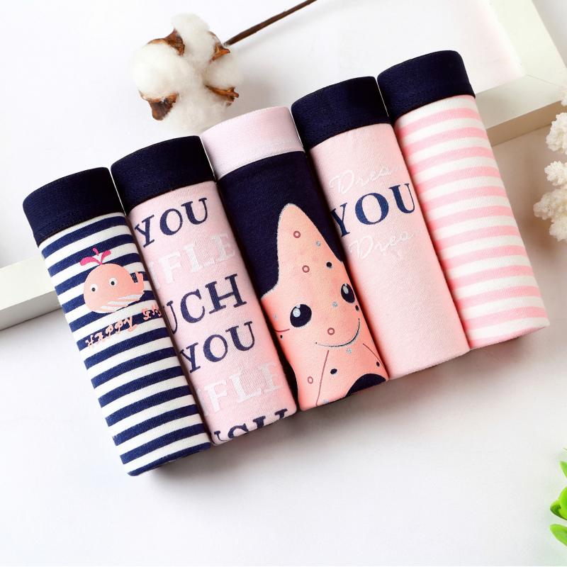 

3pcs Briefs Womens Sexy Panties Cartoon Stripe Starfish Letter Underwear Plus Size Women Cute Soft Cotton Kawaii 20