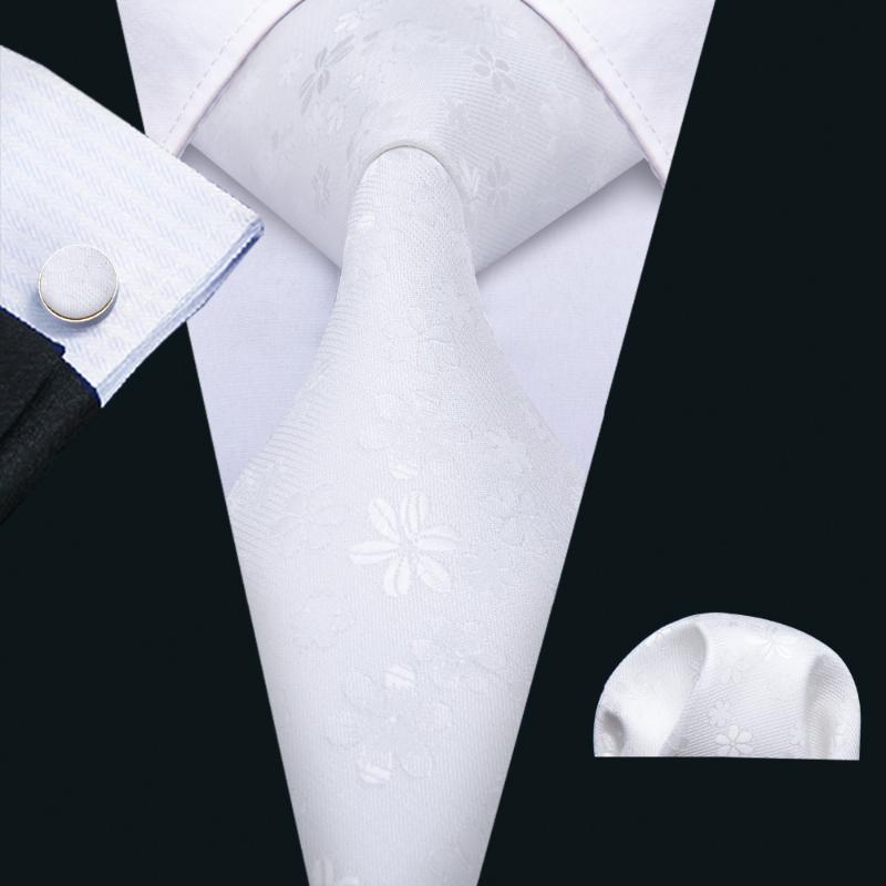 

Barry.Wang 2020 Brand New Men's Tie For Men White Floral Fashion Neckties Man's Neck Ties For Wedding Business Corbatas FA-5009