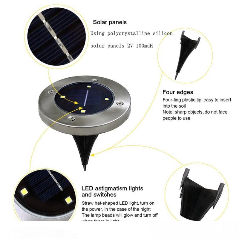 

Solar Powered Ground Lights 4LED Solar Path Lamp Garden Pathway Outdoor In-Ground Lights for Yard Driveway Lawn Road